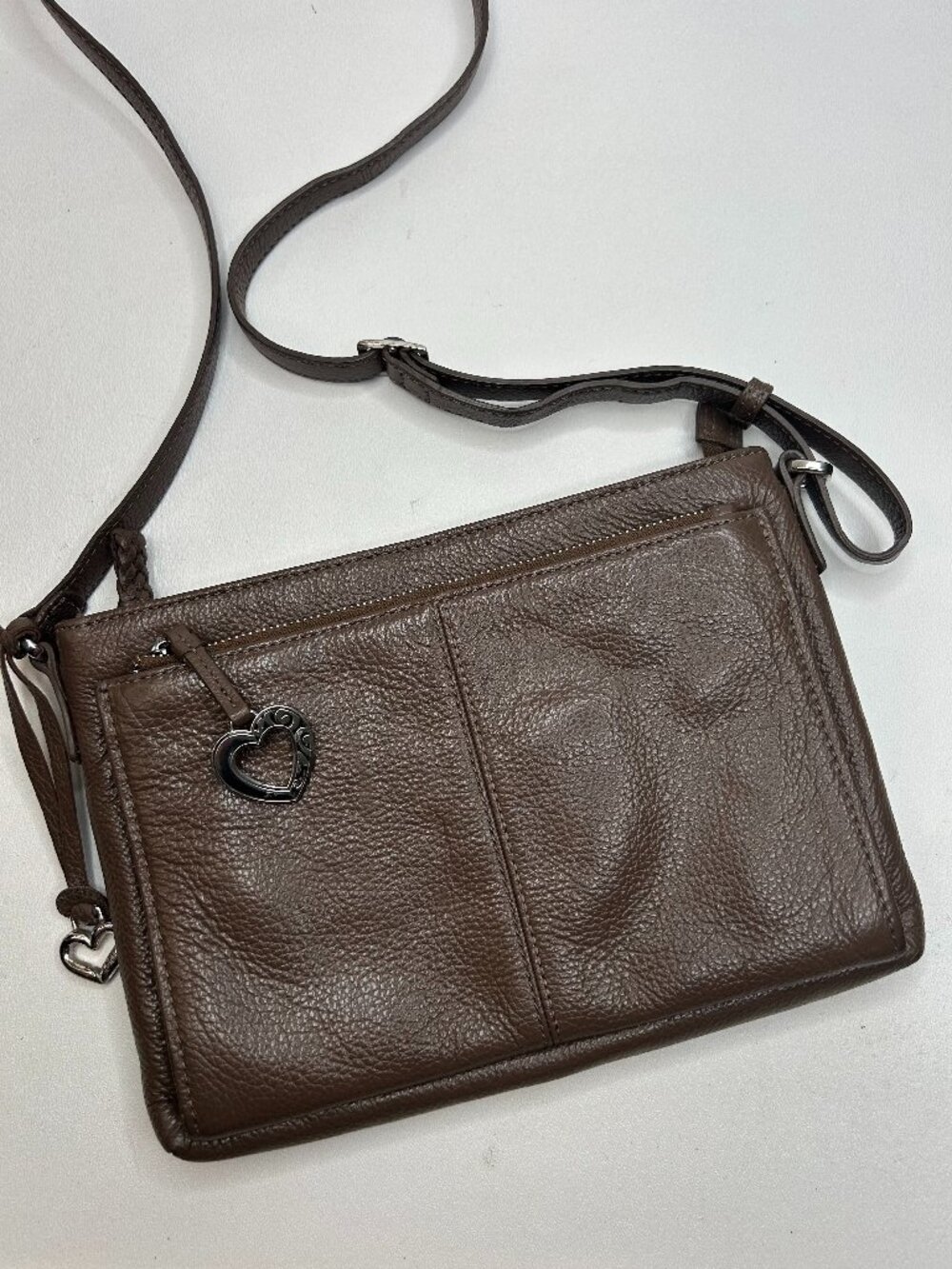 BRIGHTON Barbados Banks City Bag Organizer Brown Leather Crossbody Bag